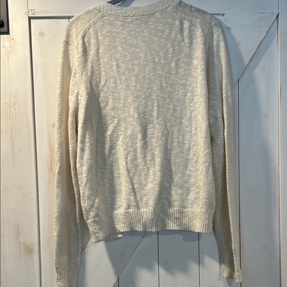 J. Crew Cream Button-Front V-Neck Cardigan Medium Cotton Blend Spring - Picture 4 of 4